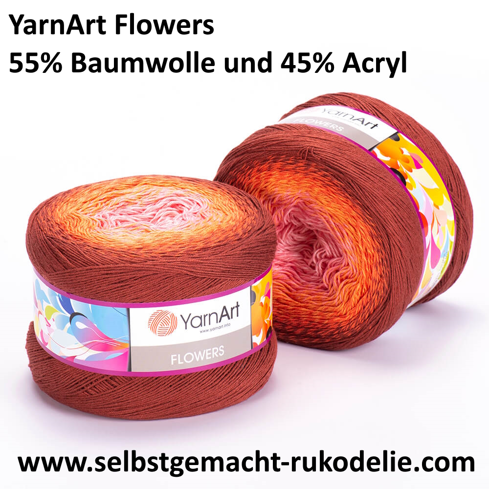YarnArt Flowers, 55%Baumwolle-45%Acryl, 250g-1000m, Bobbelwolle mit Farbverlauf